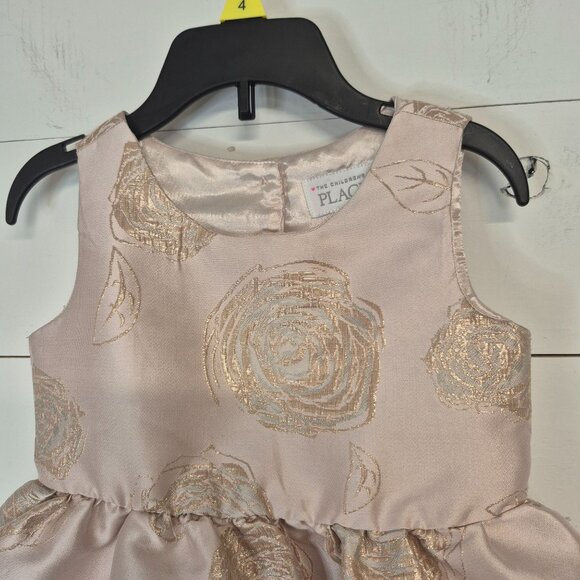 The Childrens Place Metallic Rose Gold Floral Sleeveless   Dress - Picture 2 of 6